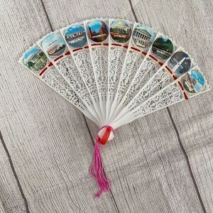 Vintage 1980’s plastic accordian fan Washington D.C. monuments and memorials
